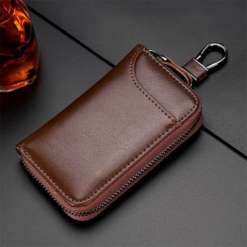 Large-capacity Leather Keys Holder & Wallet, Brown - Model 9105 - 1