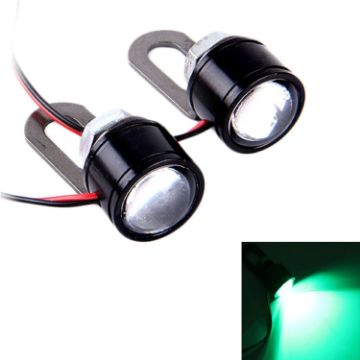 2 PCS 12V 3W Green LED Strobe Light Eagle Eyes for Motorcycle 90cm Wire - 1