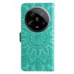 Xiaomi 14 Ultra Green Sunflower Embossed Leather Phone Case - 3