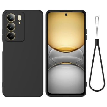 Realme C75x Black Liquid Silicone Dropproof Full Coverage Phone Case - 1