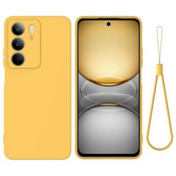 Realme C75x Yellow Liquid Silicone Dropproof Full Coverage Phone Case - 1