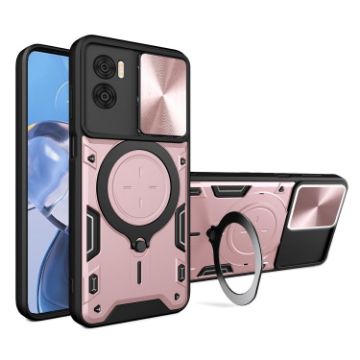 Moto E22/E22i Pink CD Texture Camshield Case with Magnetic Holder - 1