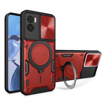 Moto E22/E22i Red CD Texture Camshield Magnetic Holder Case - 1