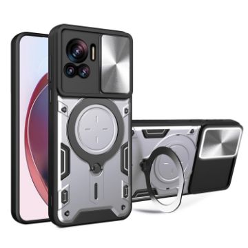 Motorola Edge 30 Ultra Silver Camshield Magnetic Holder Phone Case - 1