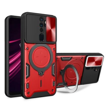 OPPO A9/A5/A11x CD Texture Camshield Magnetic Holder Case - Red - 1