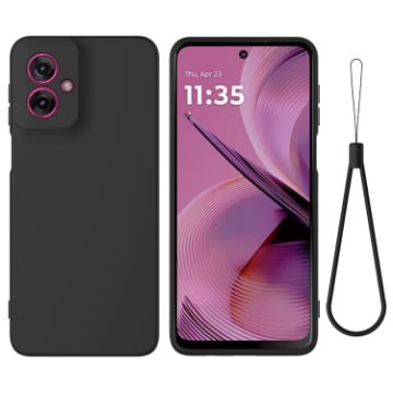 Moto G55 Black Liquid Silicone Dropproof Full Coverage Case - 1