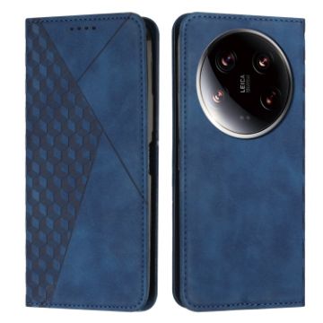 Xiaomi 14 Ultra Blue Magnetic Leather Phone Case - Diamond Splicing Skin Feel - 1