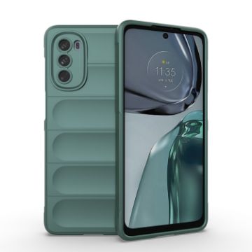 Motorola Moto G62 5G Magic Shield TPU Flannel Case - Dark Green - 1