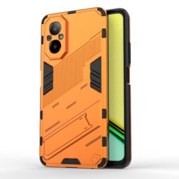 Realme C67 4G Global Punk Armor Phone Case with Holder - Orange - 1