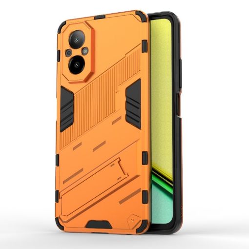Realme C67 4G Global Punk Armor Phone Case with Holder - Orange - 1