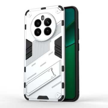 Realme 12+ 5G Punk Armor PC + TPU Phone Case with Holder - White - 1