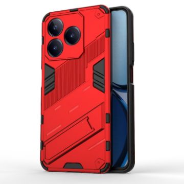 Realme C63 4G Global Punk Armor Phone Case with Holder - Red - 1