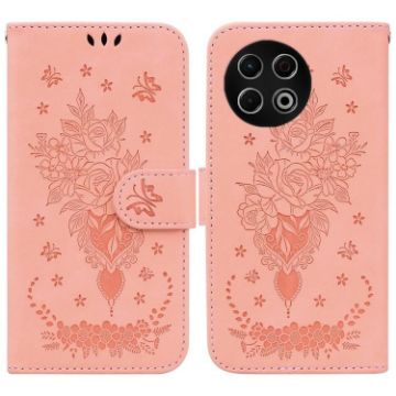 Tecno Spark 30 Pro Pink Butterfly Rose Embossed Leather Phone Case - 1
