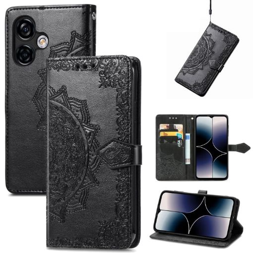Ulefone Note 16 Pro Black Mandala Flower Embossed Leather Case - 1