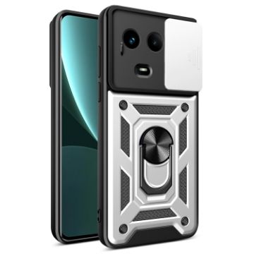 Realme Narzo 60x 5G Silver TPU Hybrid PC Case with Sliding Camera Cover - 1