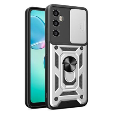 Realme C65 4G Silver Phone Case with Sliding Camera Cover TPU Hybrid PC - 1