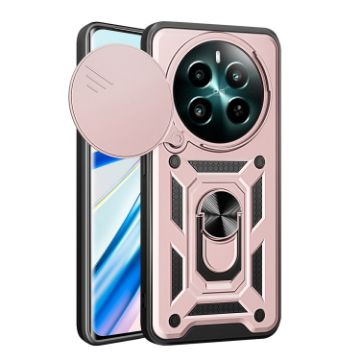 Realme 12+ 5G Rose Gold TPU Hybrid PC Case with Sliding Camera Cover - 1
