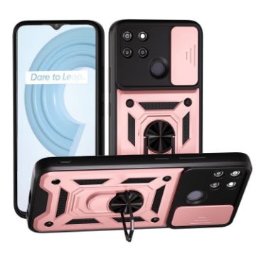 Realme C21Y/C25Y Rose Gold Sliding Camera Cover TPU Hybrid PC Case - 1