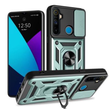 Realme 5 Mint Green TPU Hybrid PC Case with Sliding Camera Cover - 1