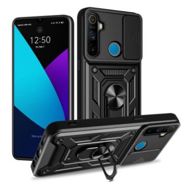 Realme 5 Black TPU Hybrid PC Case with Sliding Camera Cover - 1