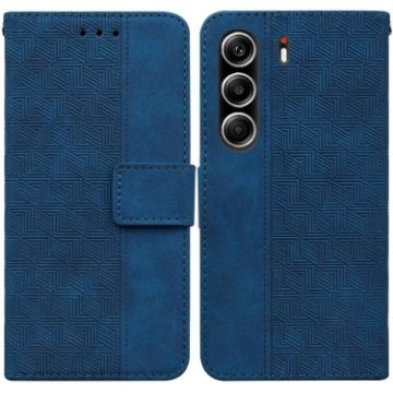 Tecno Camon 40 Pro 4G Blue Geometric Embossed Leather Phone Case - 1