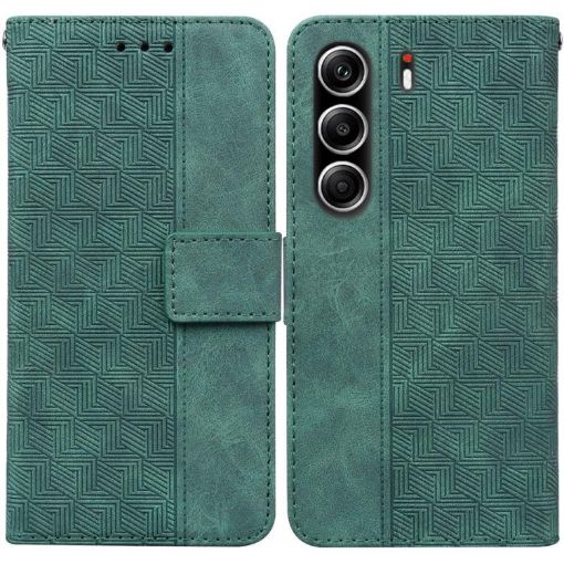 Tecno Camon 40 Pro 4G Green Geometric Embossed Leather Phone Case - 1