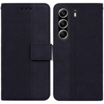 Tecno Camon 40 Pro 4G Black Geometric Embossed Leather Phone Case - 1