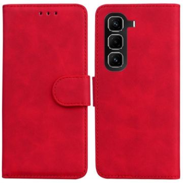 Infinix Hot 50 Pro 4G Red Leather Flip Case - Skin Feel Pure Color - 1