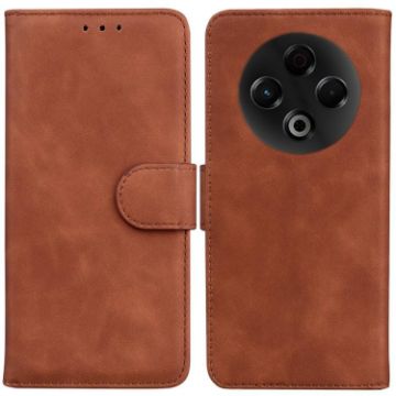 Tecno Spark 30 4G Brown Leather Flip Case - Skin Feel Pure Color - 1