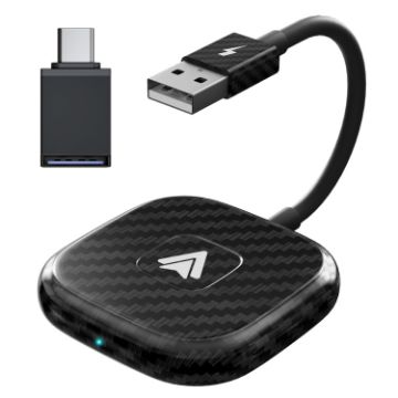 Carbon Fiber USB/USB-C Wired to Wireless Carplay Adapter for Android - 1