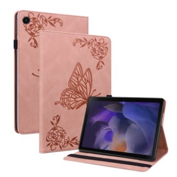 Samsung Galaxy Tab 9+ Rose Gold Butterfly Flower Leather Case - 1