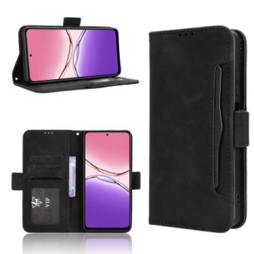 OPPO A5x Leather Phone Case Black - Calf Texture, Card Slots, 4G/5G Global - 1