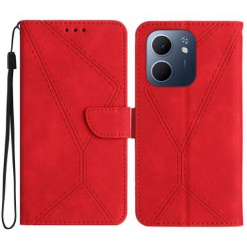 OPPO A5x 4G/5G Global Red Embossed Leather Phone Case - 1