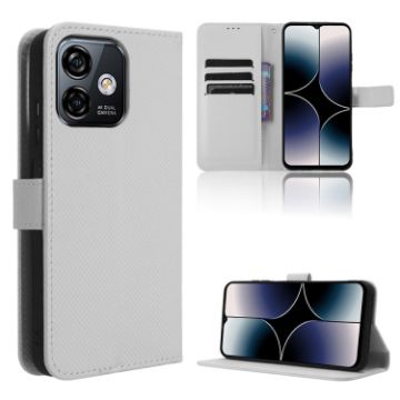 Ulefone Note 16 Pro White Leather Phone Case - Diamond Texture - 1