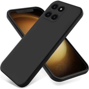 For Honor X6a Black Liquid Silicone Dropproof Full Coverage Phone Case - 1