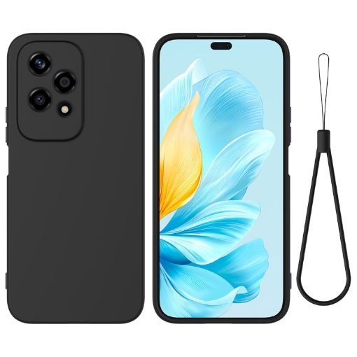 For Honor 200 Lite Black Liquid Silicone Dropproof Phone Case - 1