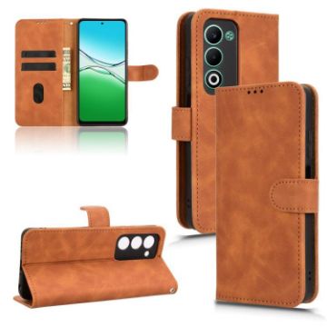 OPPO A5 5G Brown Magnetic Flip Leather Phone Case - Global Skin Feel - 1