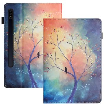 Samsung Galaxy Tab S7 Litchi Texture Leather Case - Oil Painting Tree - 1