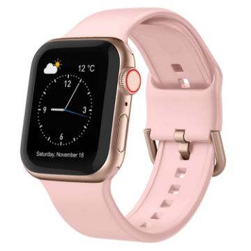 Apple Watch Series 8 45mm Pink Silicone Pin Buckle Band - 1
