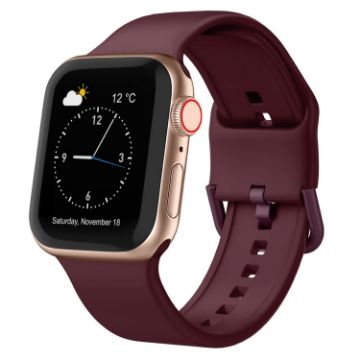 Apple Watch SE 2022 40mm Wine Red Silicone Band Pin Buckle - 1