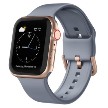 Apple Watch SE 2022 44mm Blue Grey Silicone Band Pin Buckle - 1