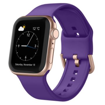 Apple Watch Series 7 45mm Purple Silicone Pin Buckle Band - 1
