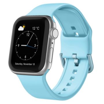 Apple Watch Series 7 45mm Light Blue Silicone Pin Buckle Band - 1