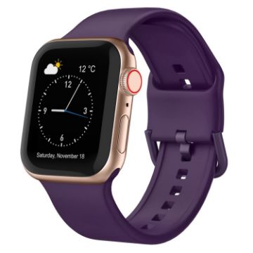 Apple Watch Series 5 44mm Dark Purple Silicone Pin Buckle Band - 1