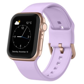 Apple Watch Series 5 40mm Lavender Silicone Band Pin Buckle - 1