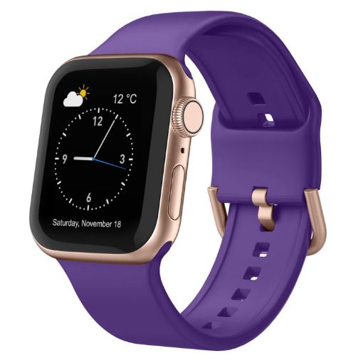 Apple Watch Series 4 44mm Purple Silicone Pin Buckle Band - 1