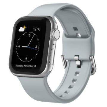 Apple Watch Series 3 42mm Light Grey Silicone Band with Pin Buckle - 1