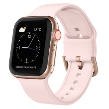 Apple Watch Series 9 41mm Pink Sand Silicone Band with Pin Buckle - 1