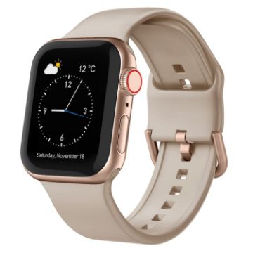 Apple Watch Series 9 41mm Silicone Band, Pin Buckle - Milk Tea Color - 1