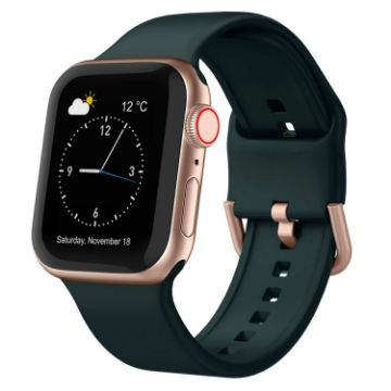Apple Watch Series 9 41mm Dark Green Silicone Pin Buckle Band - 1